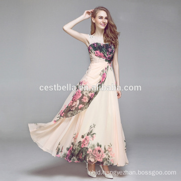 Fashion wedding dress Apricot floor length dress with lace